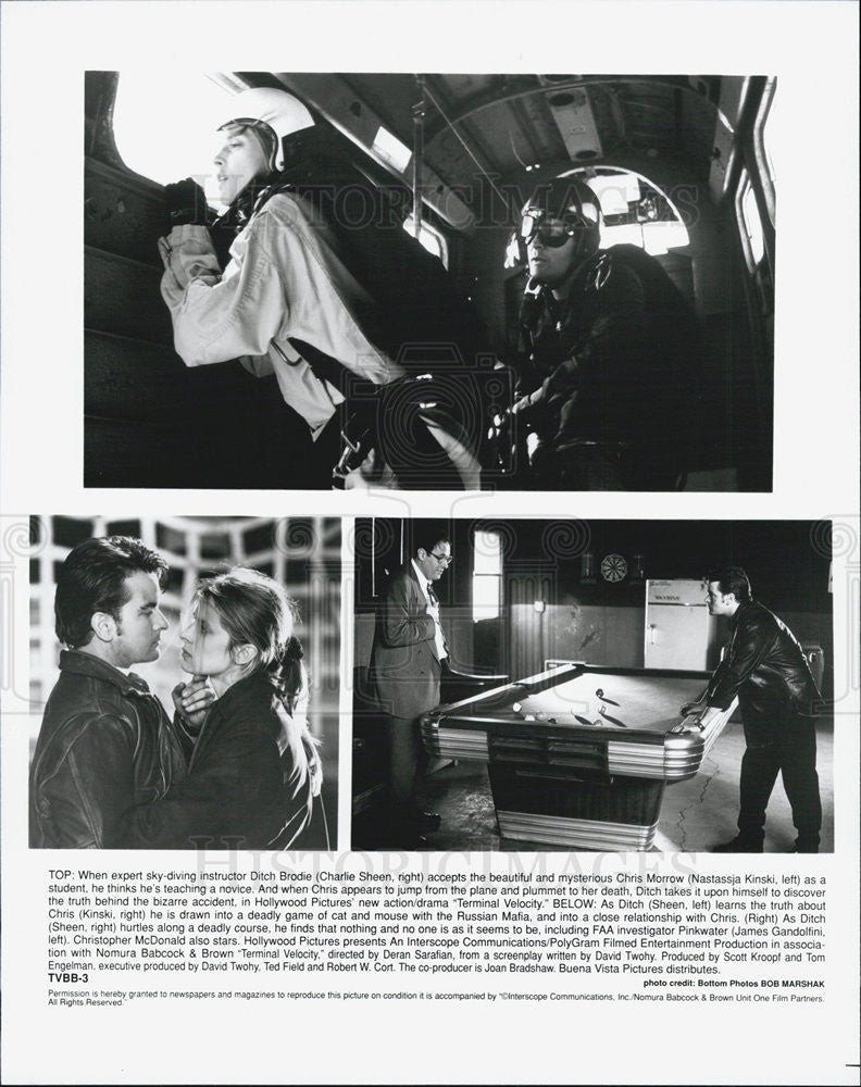 1997 Press Photo Charlie Sheen,Natassia Kinski in &quot;Terminal Velocity&quot; - Historic Images