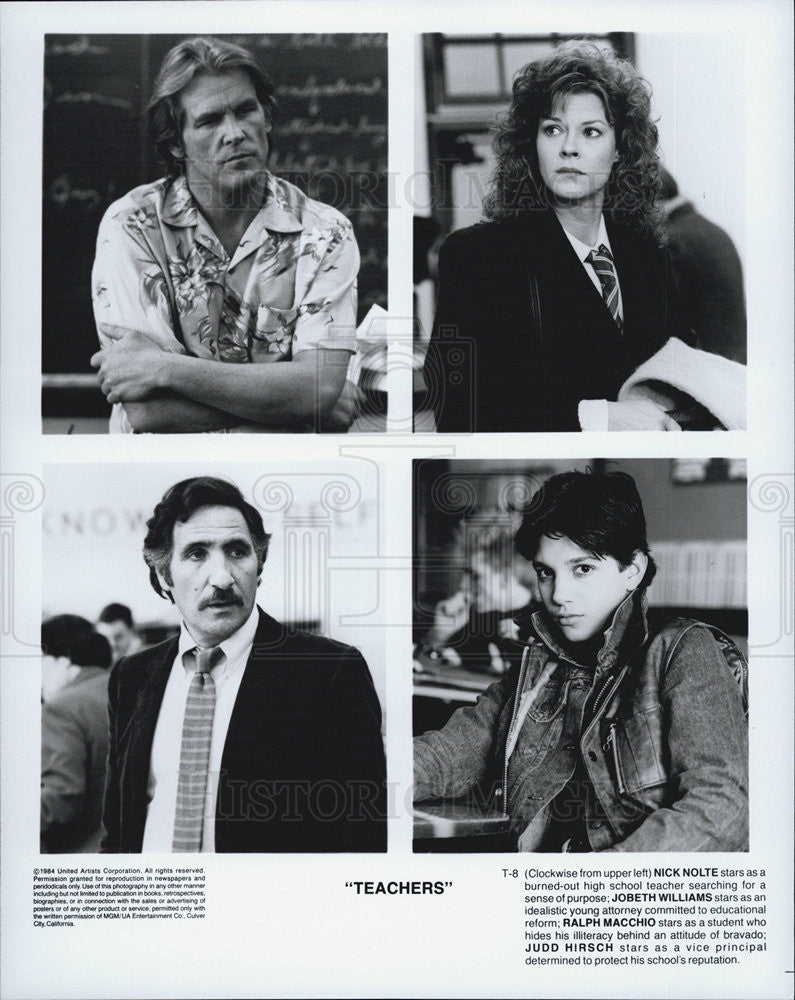 1984 Press Photo Teachers Film Nick Nolte JoBeth Williams Ralph Macchio - Historic Images