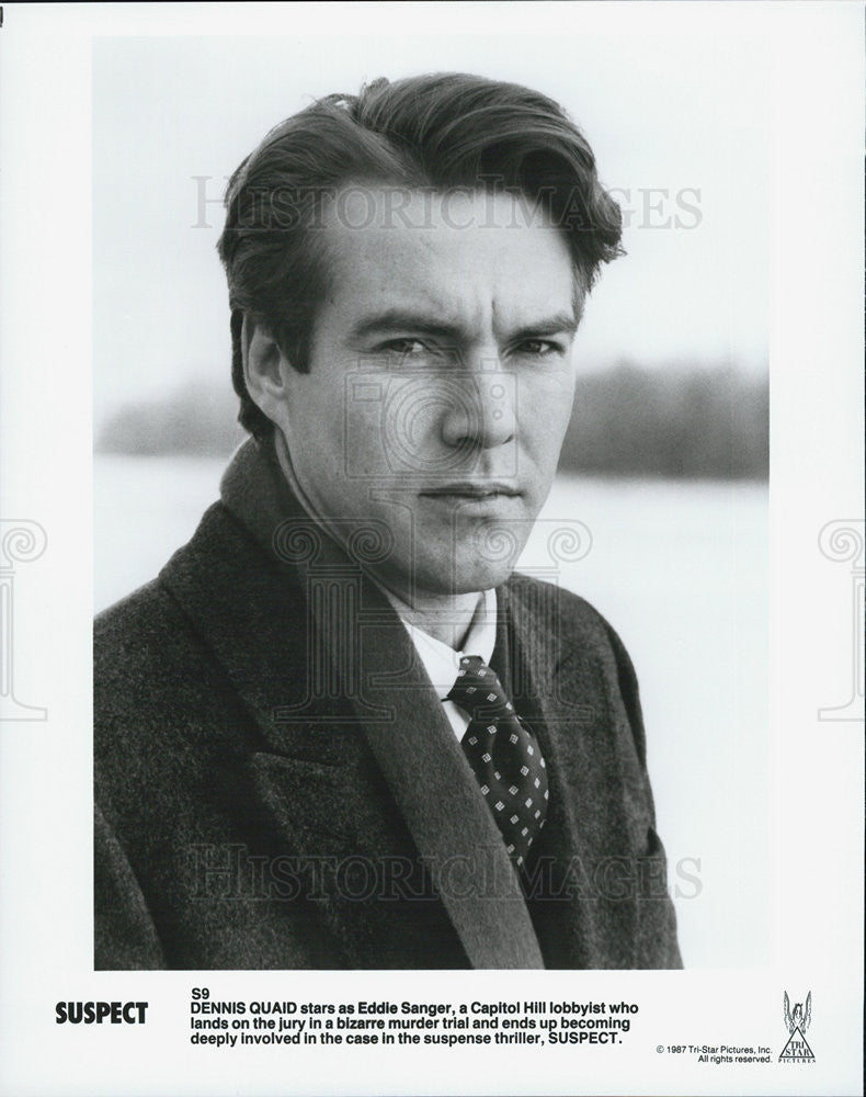 1987 Press Photo Dennis Quaid Suspect Film Actor - Historic Images