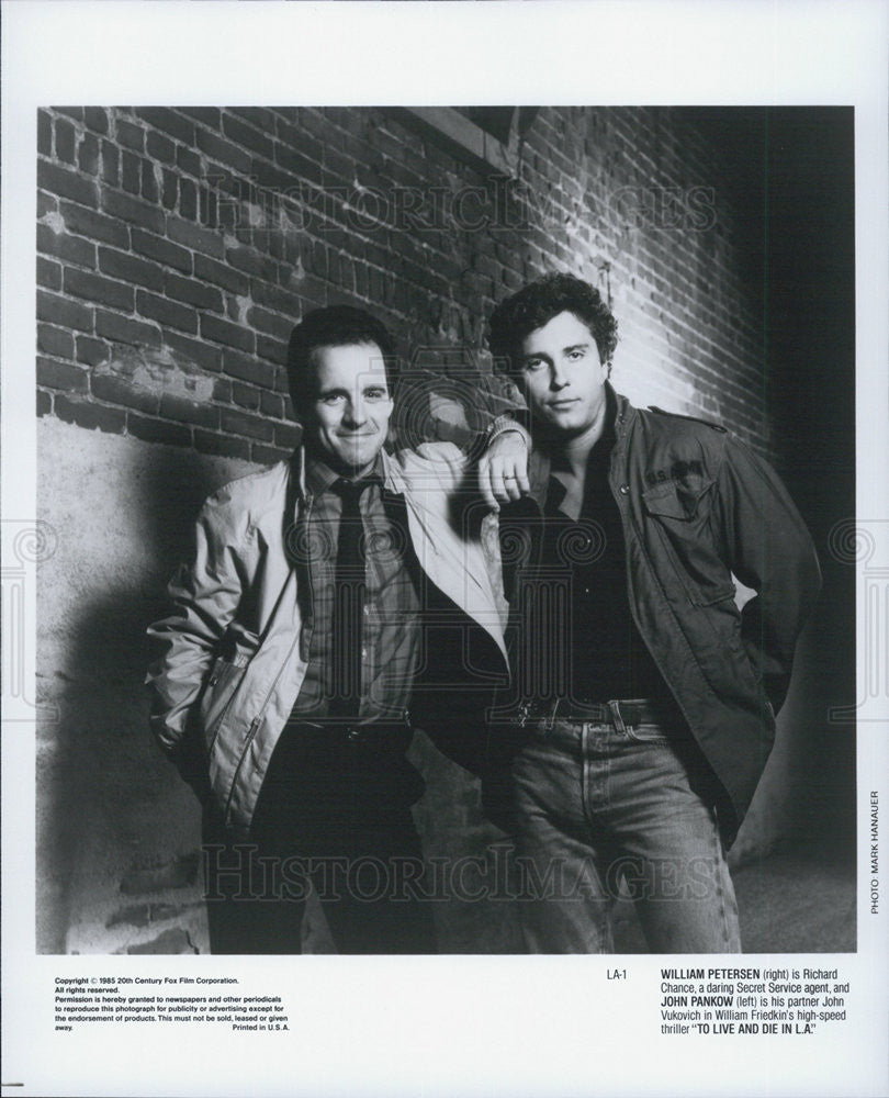 1985 Press Photo William Petersen &amp; John Pankow in &quot;To Live &amp; Die in L.A.&quot; - Historic Images