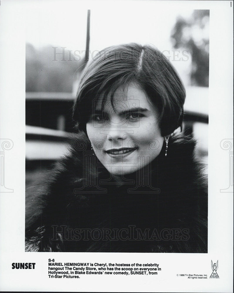 1988 Press Photo Mariel Hemingway Sunset Tri-Star Film Comedy Cheryl - Historic Images