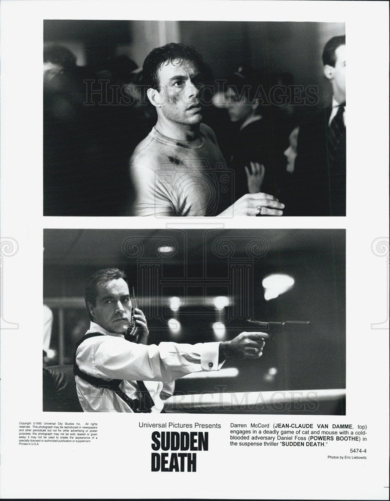 1995 Press Photo Jean Claude Van Damme Sudden Death Film Actor - Historic Images