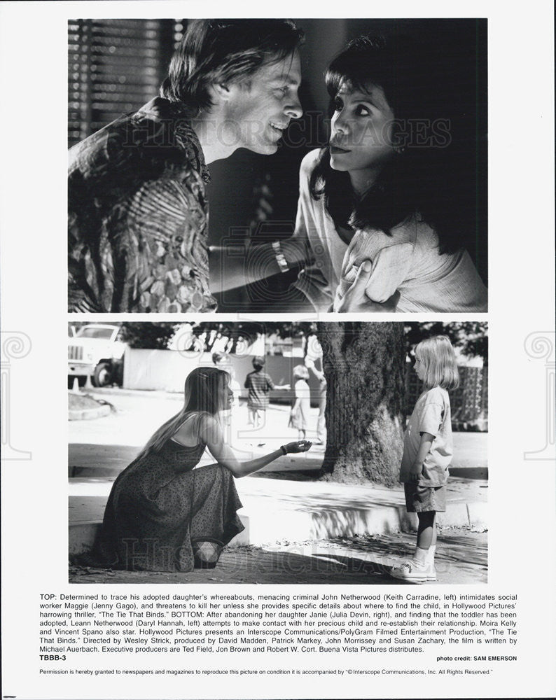1995 Press Photo Keith Carradine &amp; jenny Gago in &quot;The Tie That Binds&quot; - Historic Images