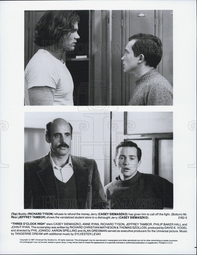 1987 Press Photo Actors Richard Tyson, Casey Siemaszko And Jeffrey Tambor - Historic Images