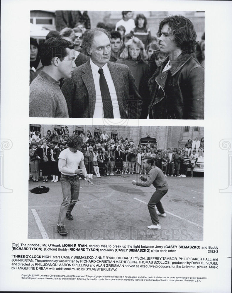 1987 Press Photo Actors John P. Ryan, Casey Siemaszko And Richard Tyson - Historic Images