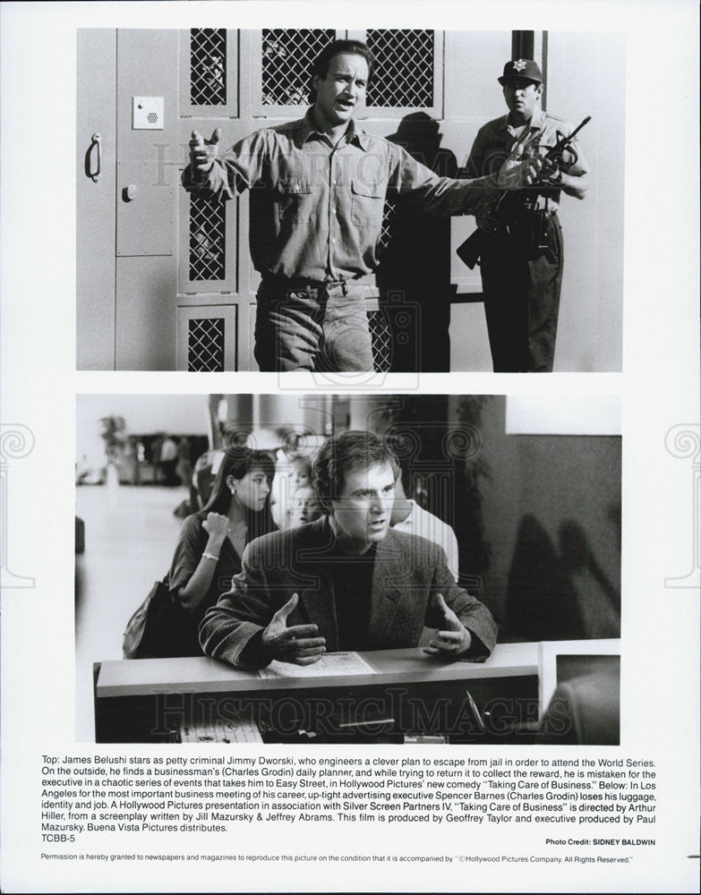 Press Photo Jim Belushi, Charles Grodin in 'Taking Care of Business" - Historic Images