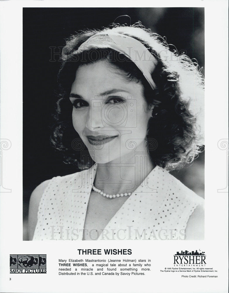 1995 Press Photo Mary Elizabeth Mastrantonio in &quot;Three Wishes&quot; - Historic Images