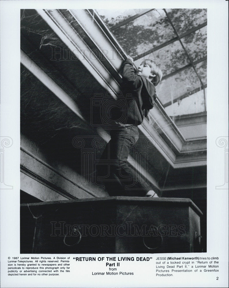 1987 Press Photo Return of the Living Dead Part II Michael Kenworth Actor - Historic Images