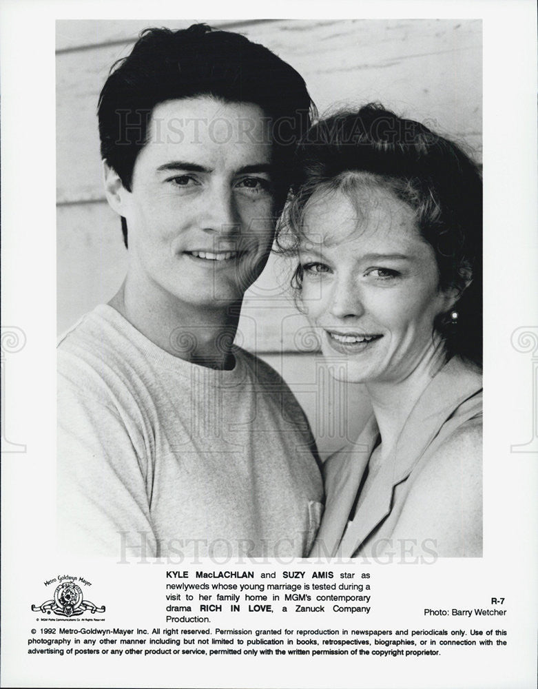 1992 Press Photo Kyle MacLachlan, Suzy Amis, in &quot;Rich In Love&quot; - Historic Images