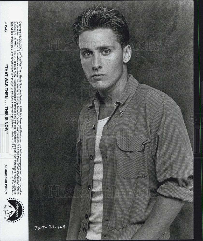 1985 Press Photo Film That Was Then This Is Now Emilio Estevez - Historic Images