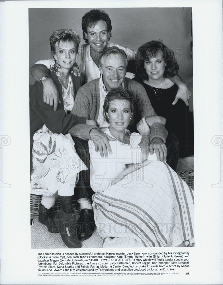 1986 Press Photo Actors Jack Lemmon, Chris Lemmon, Emma Walton Julie Andrews - Historic Images