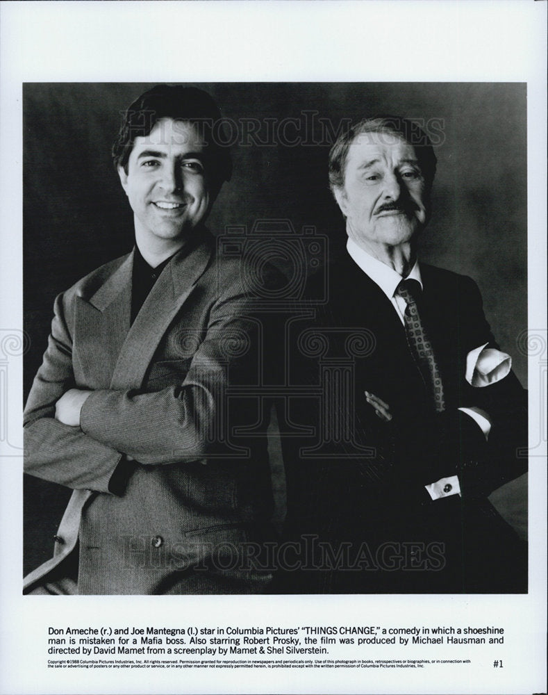 1988 Press Photo Joe Mantegna &amp; Don Ameche in &quot;Things Change&quot;