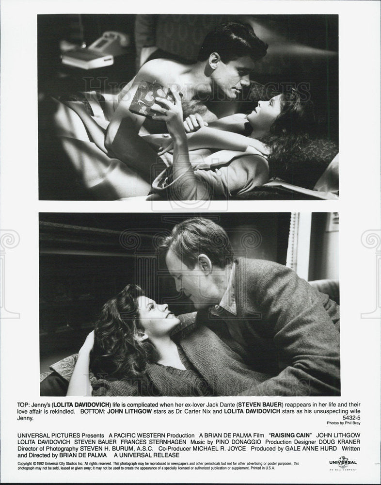 1992 Press Photo Lolita Davidovich &amp; Steven Bauer in &quot;Raising Cain&quot; - Historic Images