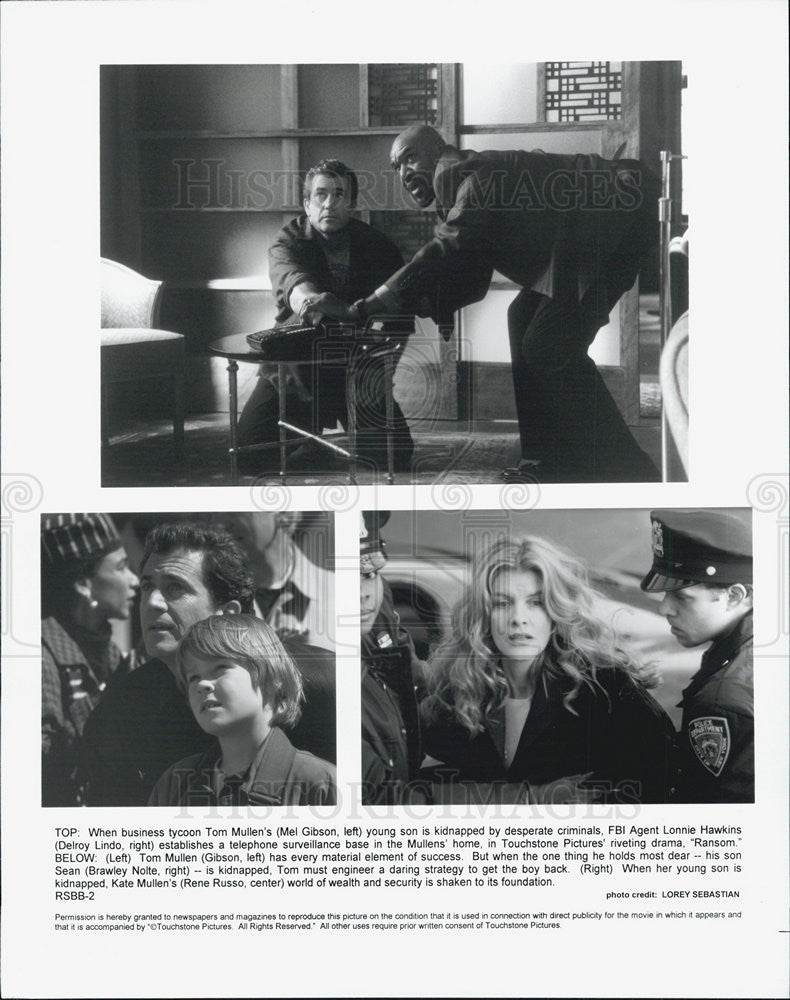 1996 Press Photo Actors Mel Gibson, Delroy Lindo, Brawley Nolte And Rene Russo - Historic Images