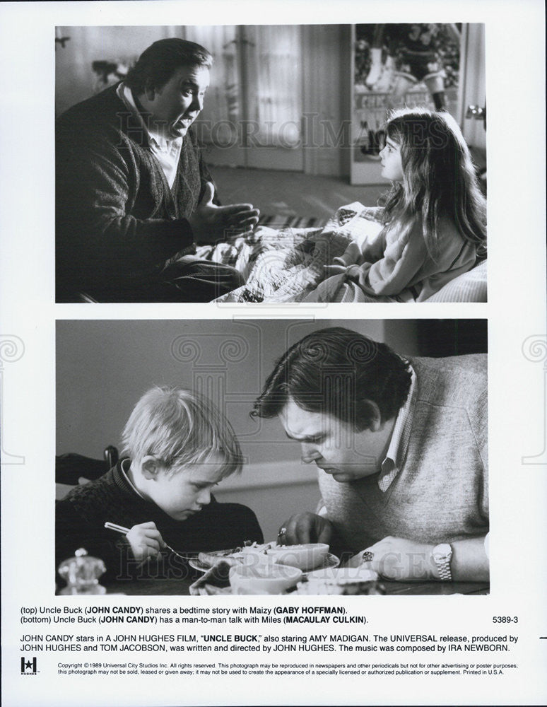 1989 Press Photo of John Candy and Macaulay Culkin in &quot;Uncle Buck&quot; - Historic Images