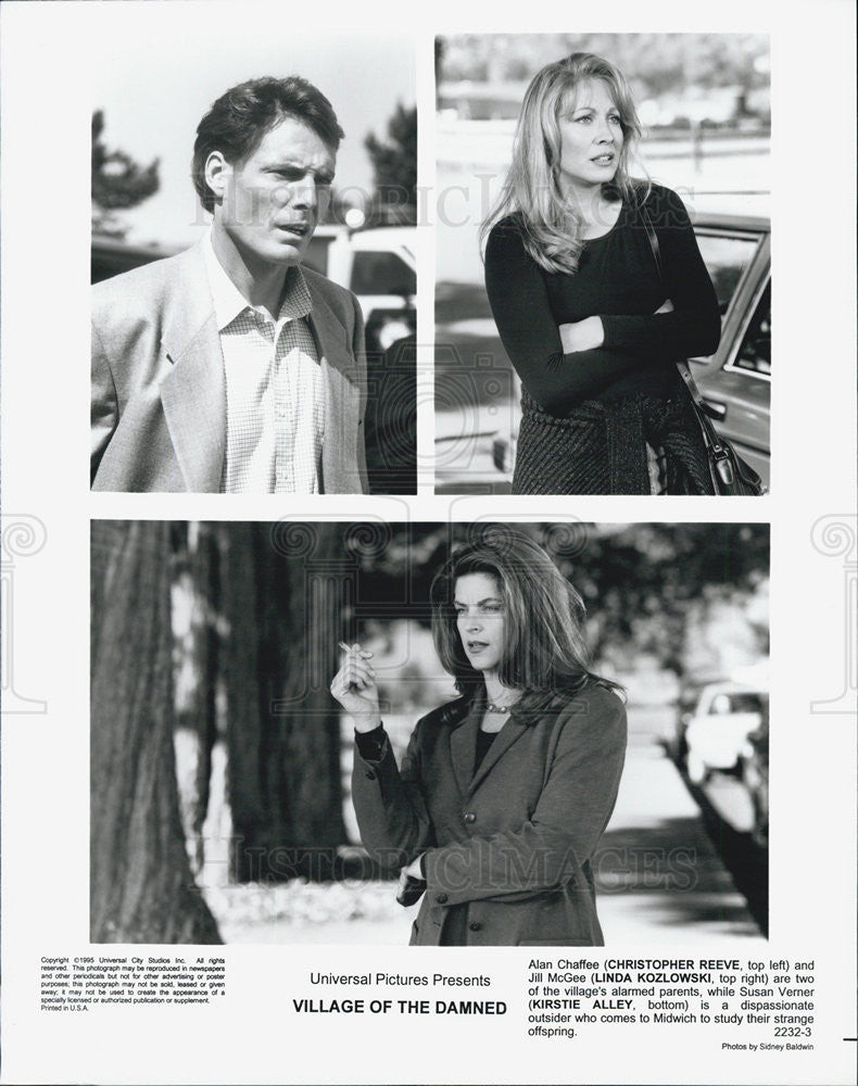 1995 Press Photo of Christopher Reeve, Linda Kozlowski in &quot;Village of the Damned - Historic Images
