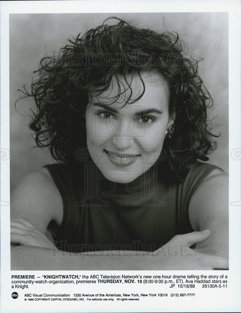 1988 Press Photo Knightwatch Ava Haddad Actress Movie - Historic Images