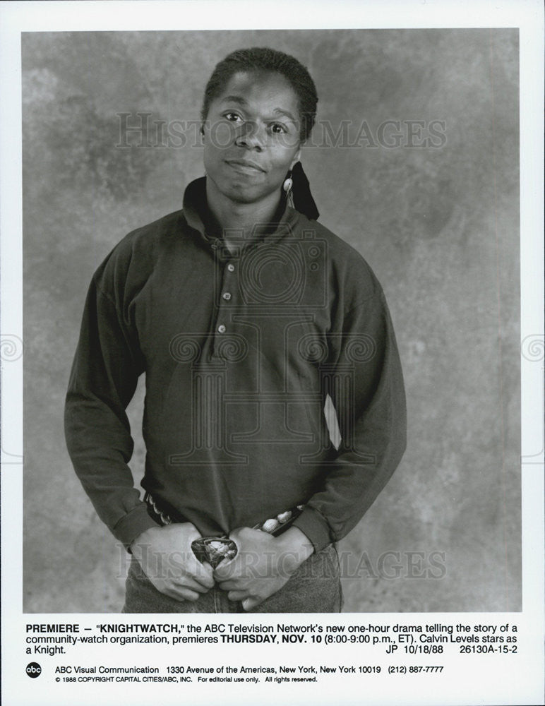 1988 Press Photo Actor Calvin Levels Starring As A Knight In "Knightwatch" - Historic Images