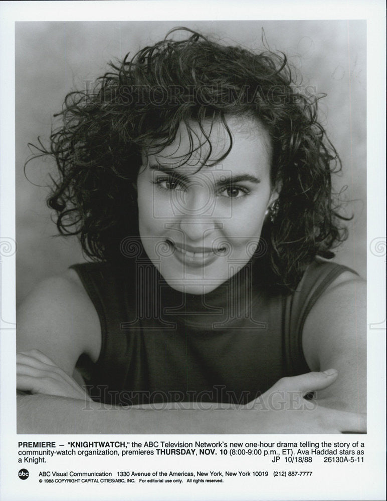 1988 Press Photo Actress Ava Haddad Starring In "Knightwatch" ABC Series - Historic Images