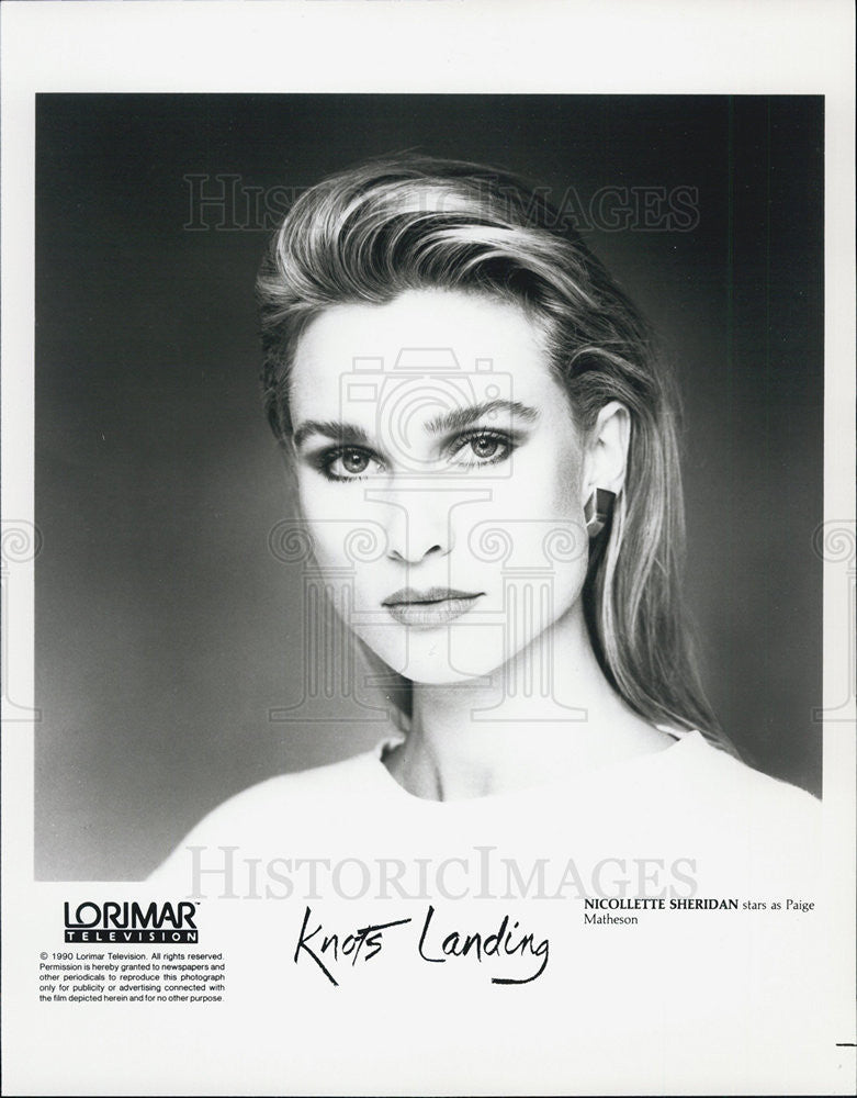 1990 Press Photo of American Actress Nicollette Sheridan as Paige Matheson. - Historic Images