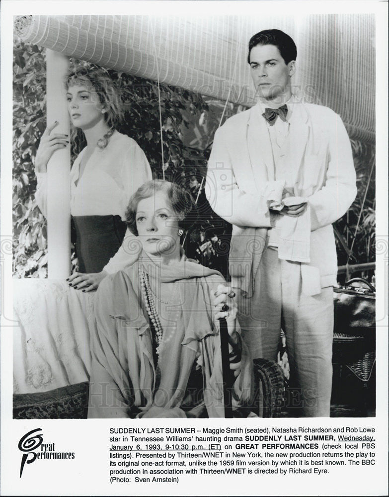 1993 Press Photo of Maggie Smith, N.Richardson, Rob Lowe, &quot;Suddenly Last Summer&quot; - Historic Images