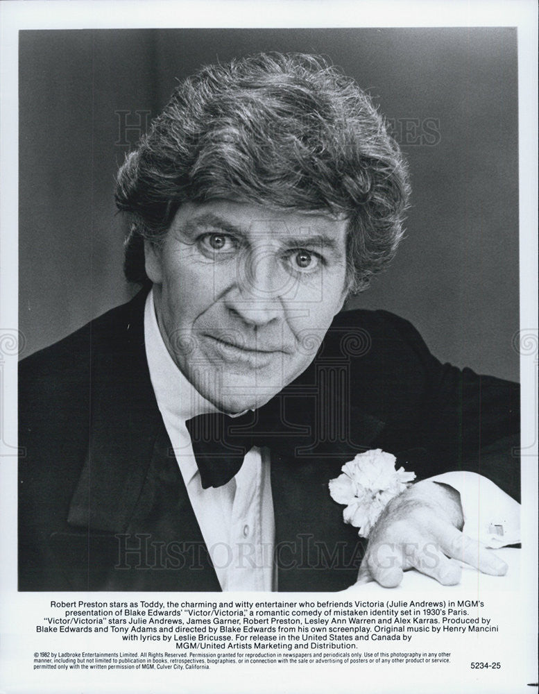 1982 Press Photo Robert Preston VICTOR/VICTORIA - Historic Images