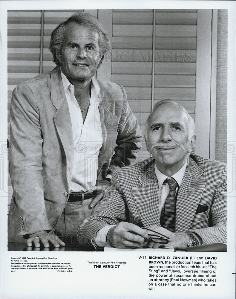 1982 Press Photo of Richard Zanuck and David Brown, makers of &quot;The Verdict&quot; - Historic Images