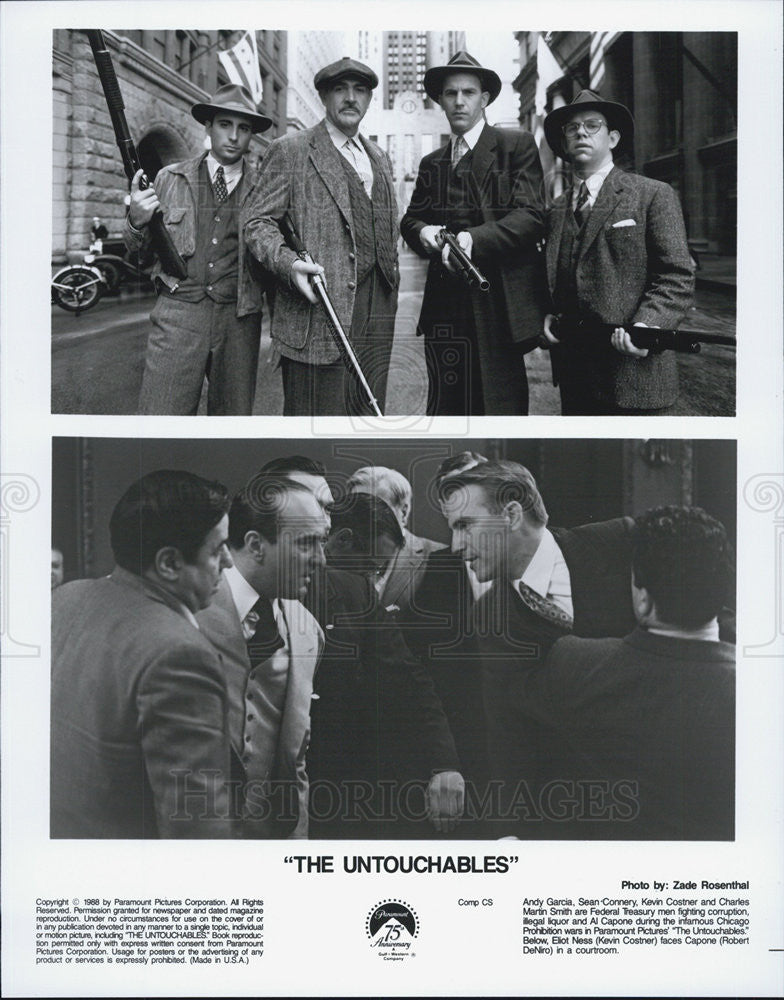 1987 Press Photo Andy Garcia Sean Connery Kevin Costner "The Untouchables" Cast - Historic Images