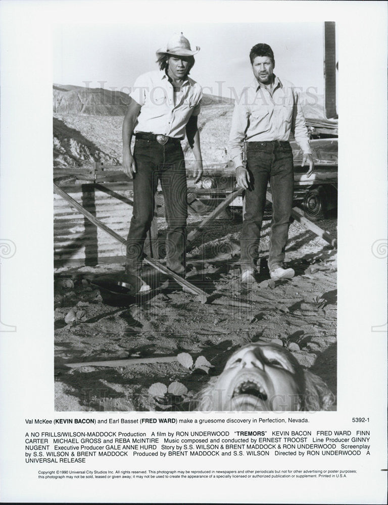 1990 Press Photo Actor Kevin Bacon, and Fred Ward - Historic Images