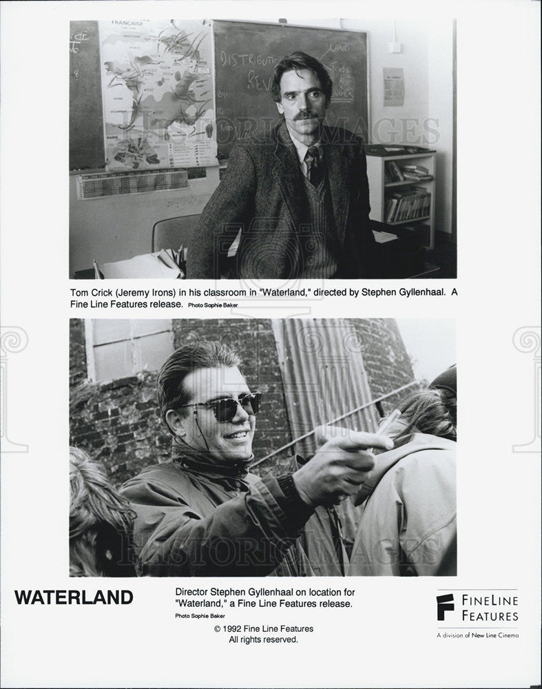 1992 Press Photo Jeremy Irons, Director Stephen Gyllenhaal, Waterland - Historic Images