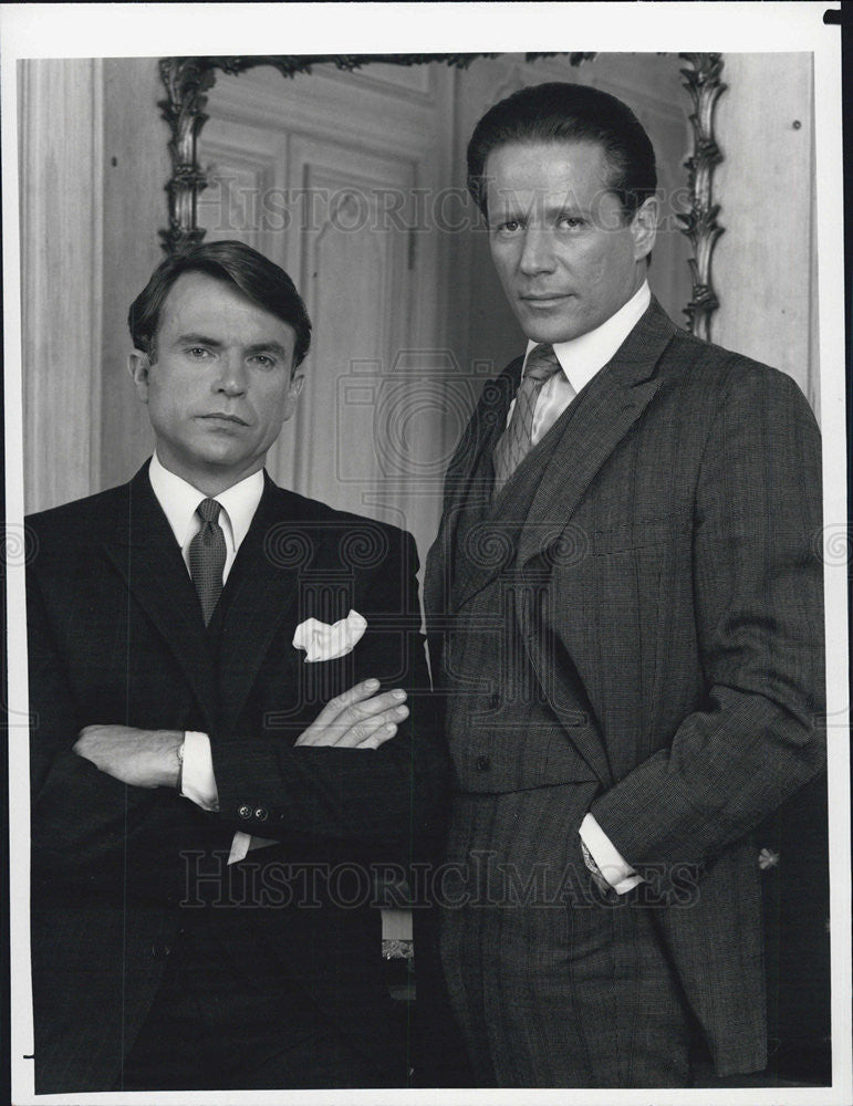 1985 Press Photo Actor Peter Strauss and Sam Neill - Historic Images