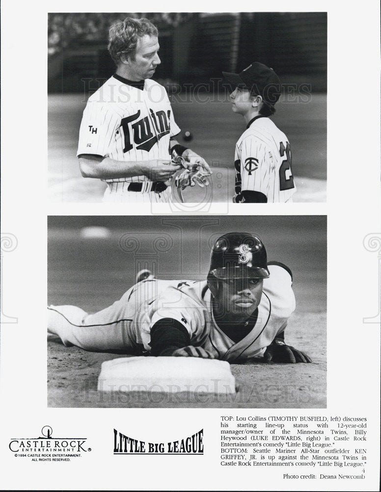 1994 Press Photo Little Big League Timothy Busfield Luke Edwards Ken Griffey JR - Historic Images