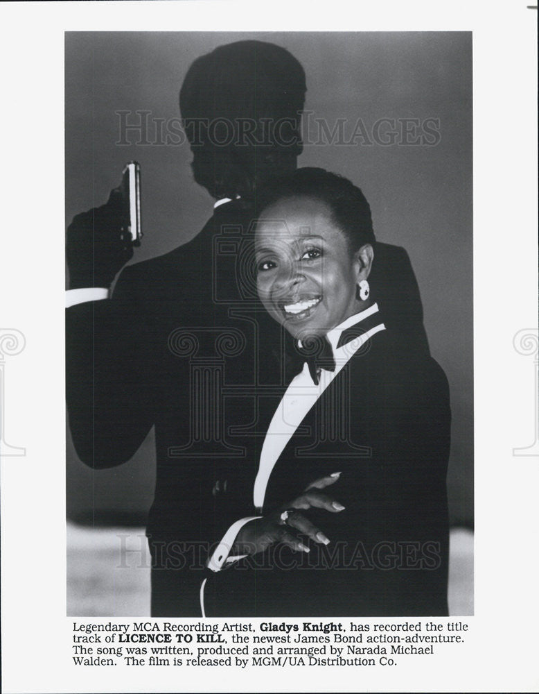 1989 Press Photo Singer Gladys Knight Recorded song for movie Licence To Kill - Historic Images