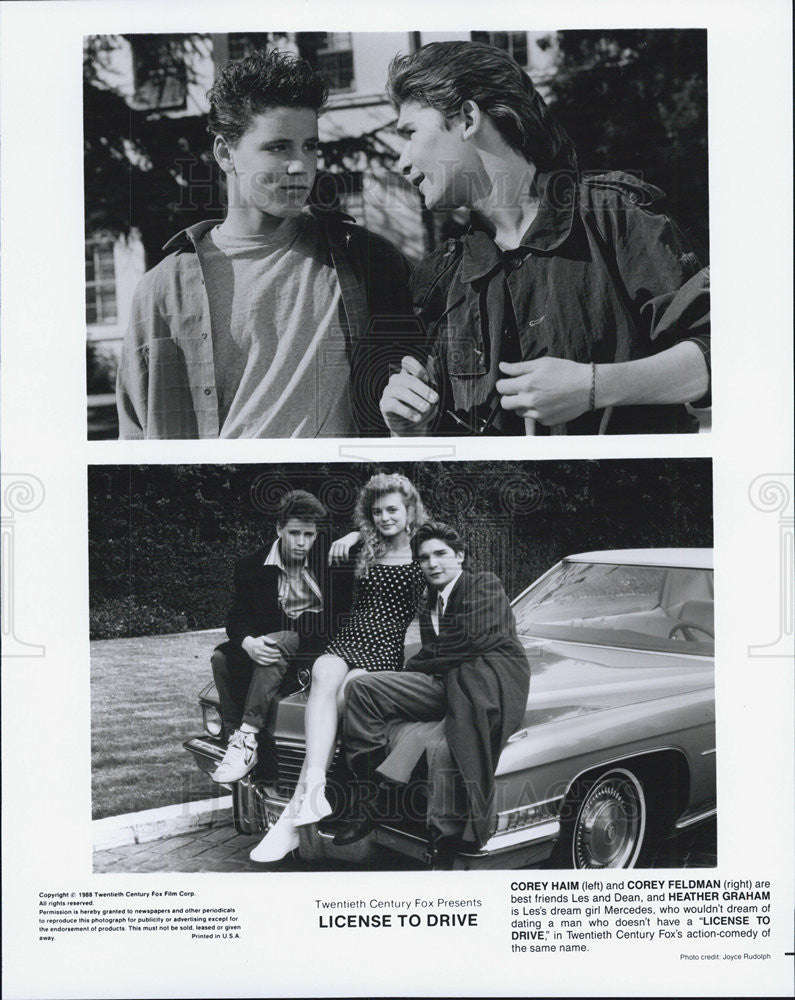 1988 Press Photo Film License to Drive Corey Ham Corey Feldman Heather Graham - Historic Images