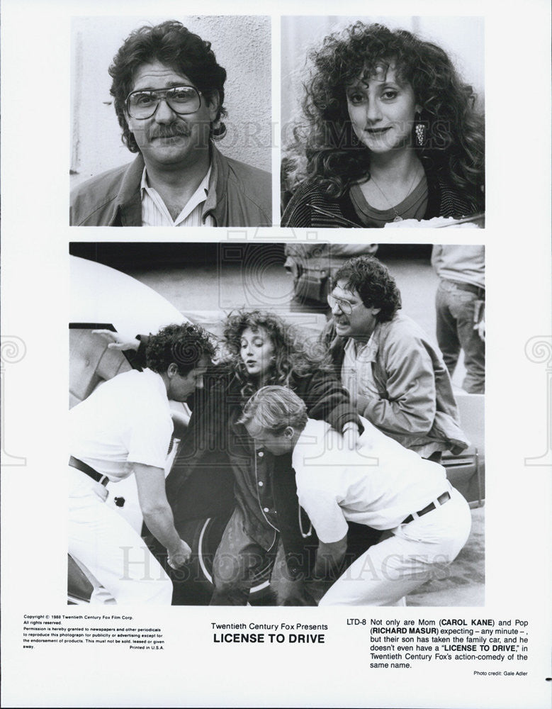 1988 Press Photo Film License to Drive Carol Kane Richard Masur - Historic Images