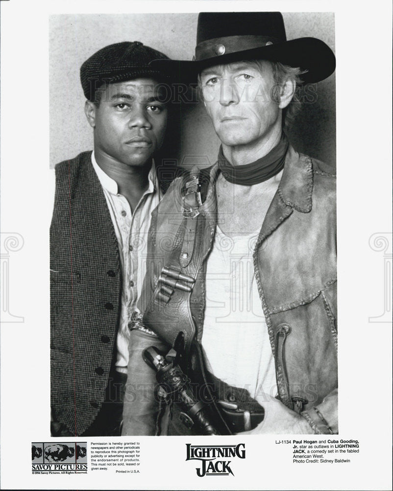 1994 Press Photo of Actors Paul Hogan &amp; Cuba Gooding stars in &quot;Lightning Jack&quot;. - Historic Images