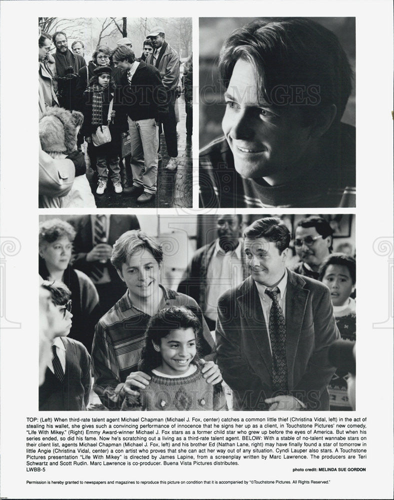 Press Photo Michael J Fox Christina Vidal Cyndi Lauper in Life With Mikey - Historic Images