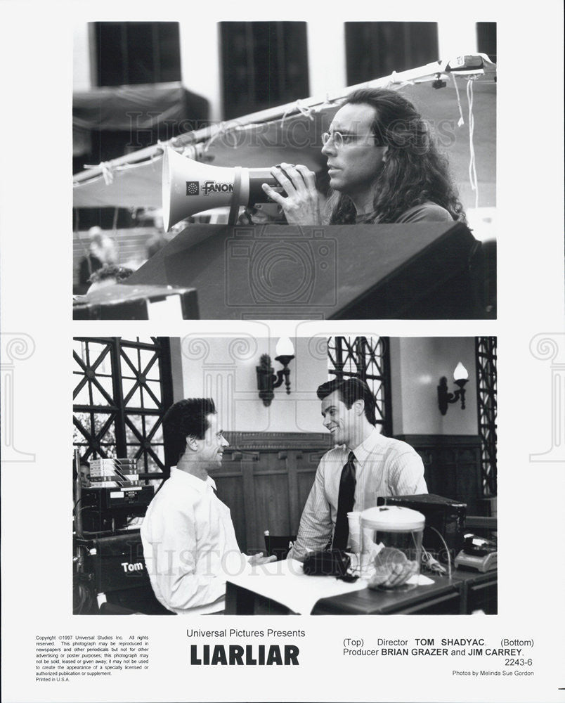 1997 Press Photo Lair Liar Movie Actors Tom Shadyac Brain Grazer Jim Carrey - Historic Images