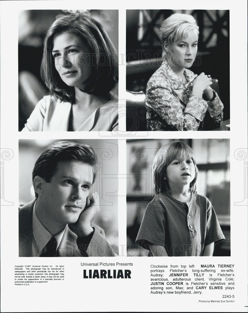 1997 Press Photo Film LiarLiar Maura Tierney Jennifer Tilly Justin Cooper - Historic Images