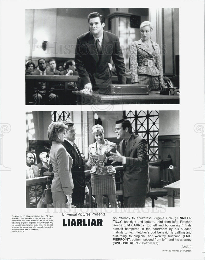 1997 Press Photo Film LiarLiar Jennifer Tilly Jim Carrey Swoosie Kurtz - Historic Images