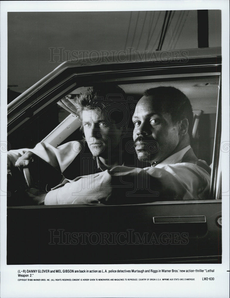 1989 Press Photo Danny Glover and Mel Gibson As Dectives in Leathal Weapon 2 - Historic Images