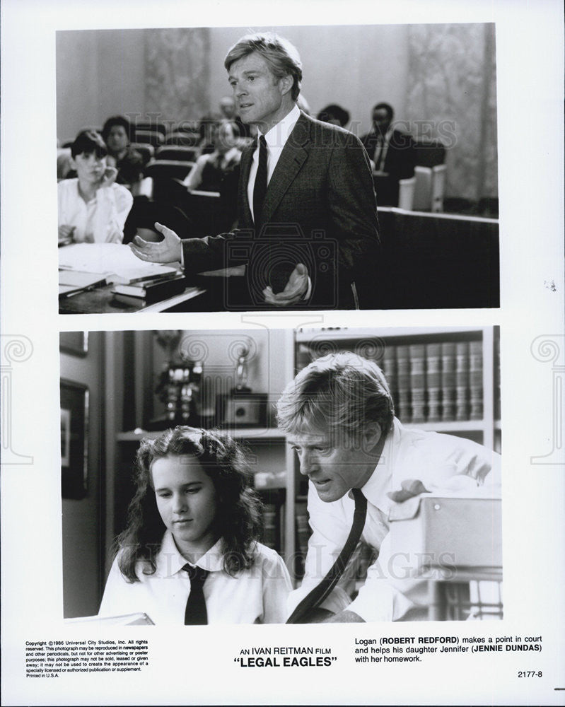 1986 Press Photo Robert Redford and Jenne Dundas in the movie Legal Eagles - Historic Images