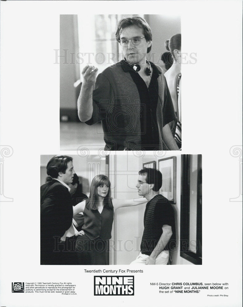 1995 Press Photo Nine Months Chris Columbus Director Hugh Grant Julianne Moore - Historic Images