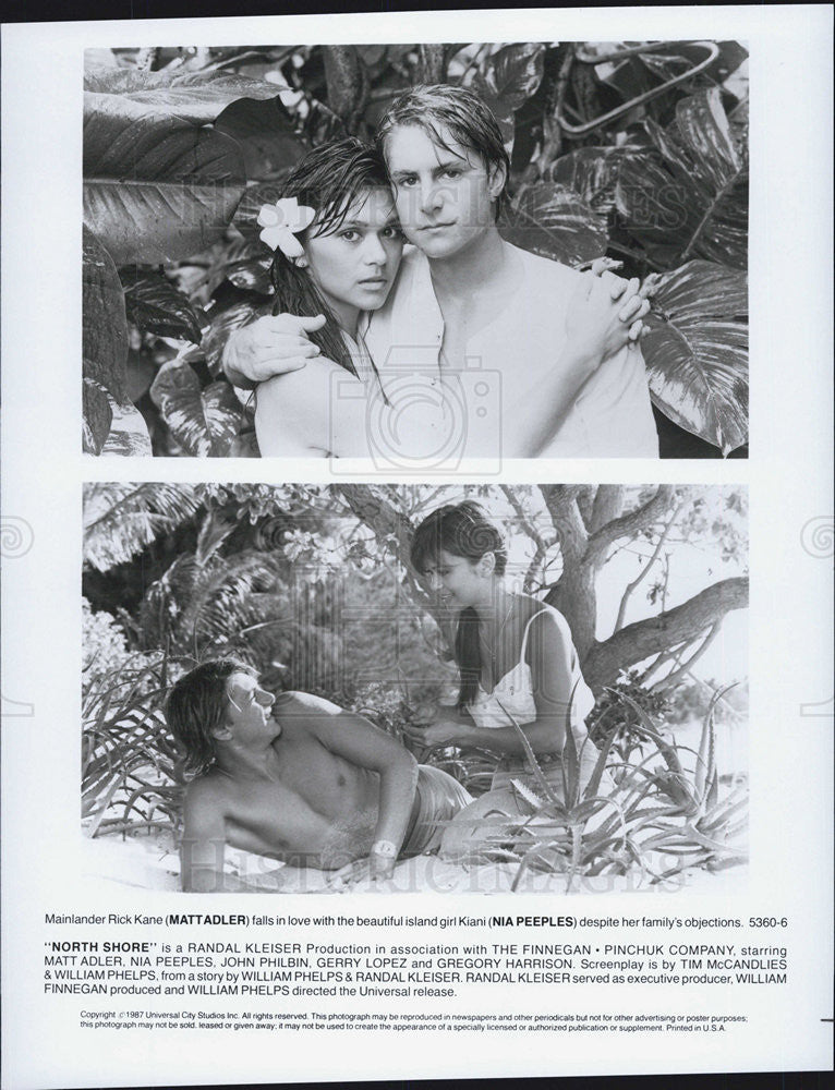 1987 Press Photo Matt Adler and Nia Peeples star in &quot;North Shore.&quot; - Historic Images