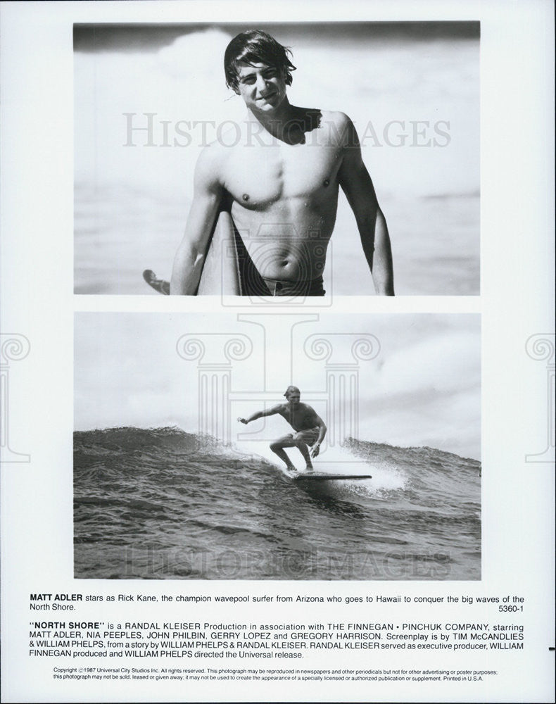 1987 Press Photo Matt Adler stars as Rick Kane in &quot;North Shore.&quot; - Historic Images