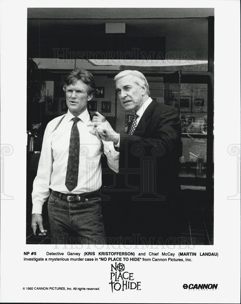 1992 Press Photo Kris Kristofferson and Martin Landau star in "No Place to Hide" - Historic Images