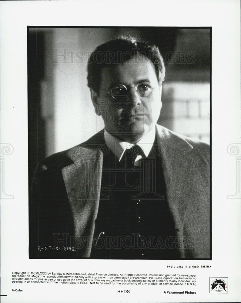 1981 Press Photo of Actor Paul Sorvino stars as Socialist in &quot;Reds&quot; - Historic Images