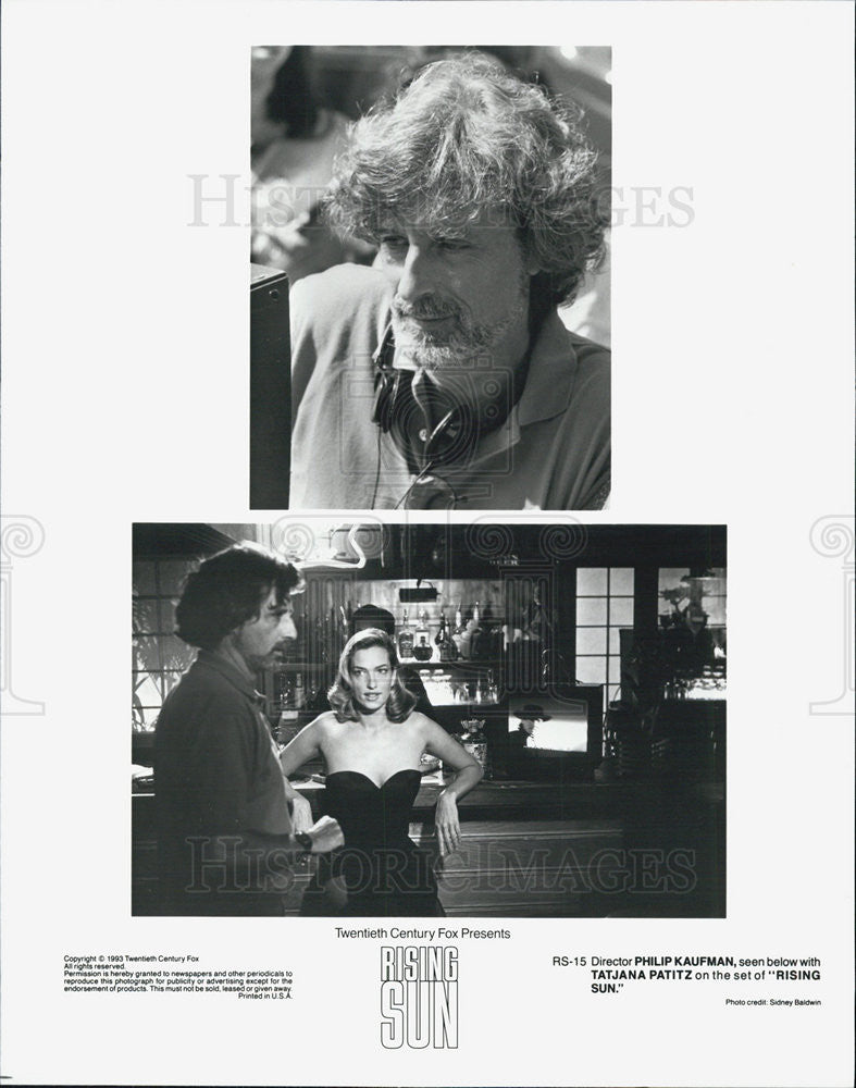 1993 Press Photo of Director Philip Kaufman with actress Tatjana Patitz. - Historic Images