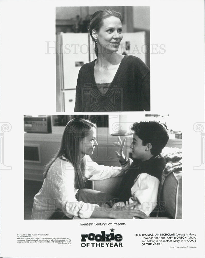 1993 Press Photo Thomas Ian Nicholas &amp; Amy Morton in &quot;Rookie of the Year&quot; - Historic Images