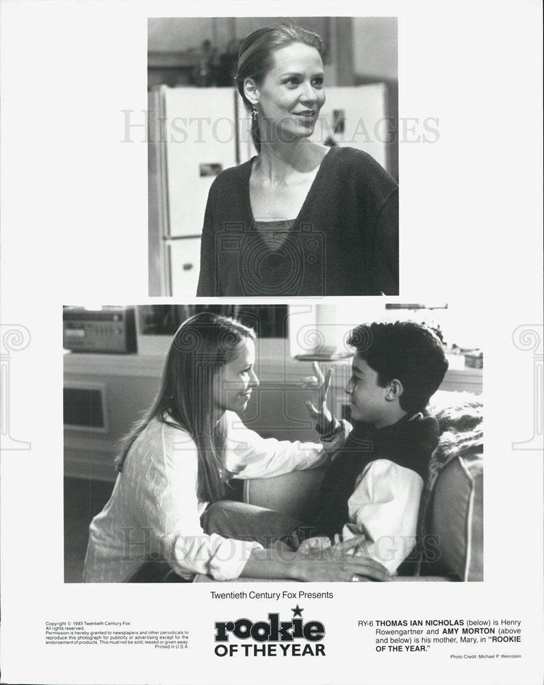 1993 Press Photo Thomas Ian Nicholas & Amy Morton in "Rookie of the Year" - Historic Images